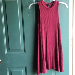 Burgundy mock neck mini dress